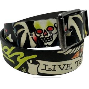 Ed Hardy Men’s Live To Ride Reversible Belt Size 38 Grunge Punk Y2K Nostalgia